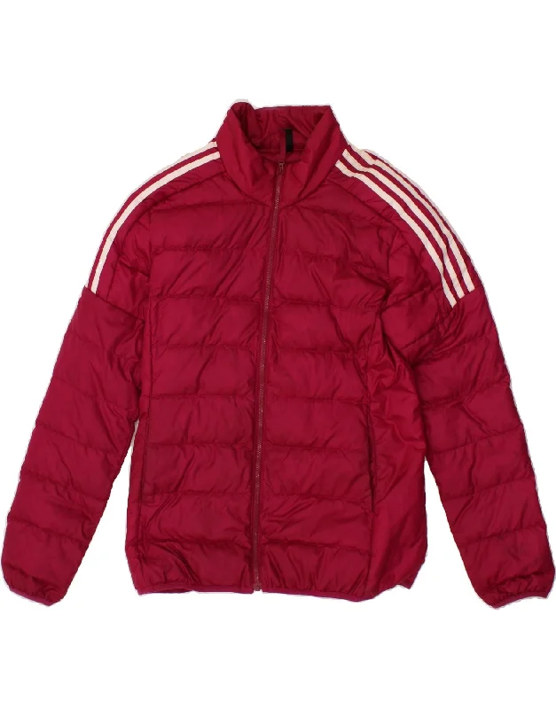 ADIDAS Womens Padded Jacket UK 12/14 Medium Burgundy Polyester Faux Fur Jacket Real Fur Jacket Shearling Jacket