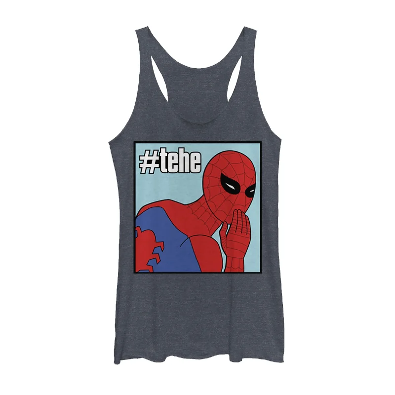 Women's Marvel Spider-Man #tehe Giggle Racerback Tank Top crossback tank top