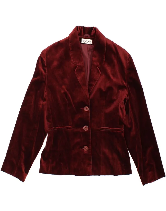 ENDORA Womens 3 Button Blazer Jacket UK 10 Small  Maroon Cotton Plaid Jacket Tartan Jacket Houndstooth Jacket