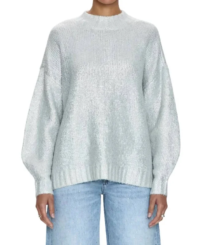 Carlen Sweater In Snow Disco Embroidered Appliqued Beaded