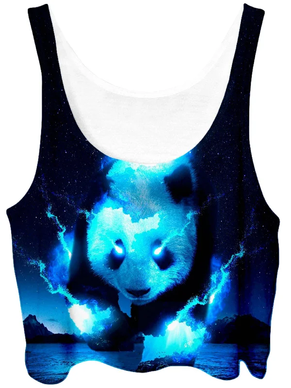 Cosmic Panda Crop Top Ribbed Striped Patterned