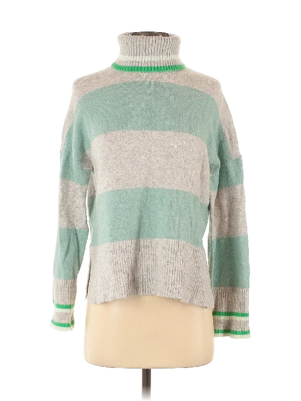 Turtleneck Sweater Solid Color Striped Floral Print