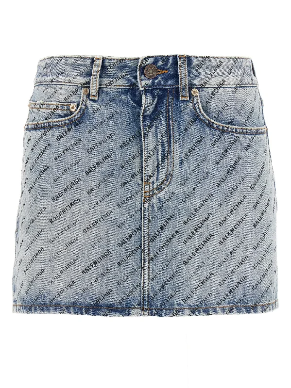 Logo Denim Skirt silk skirt elegant