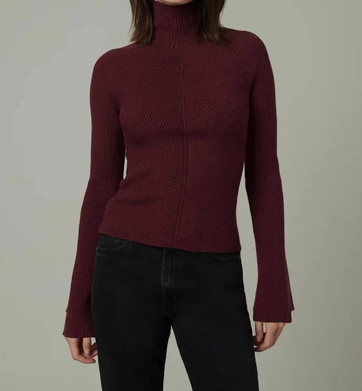 Palmer Sweater In Vineyard Wine Mesh Sweater Canvas Denim