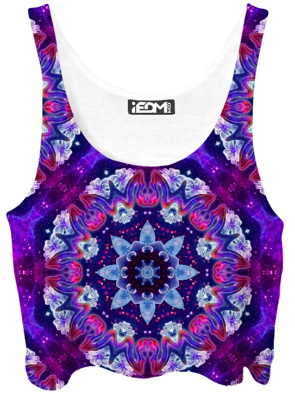 Sonic Blossom Crop Top Asymmetrical Pockets Print