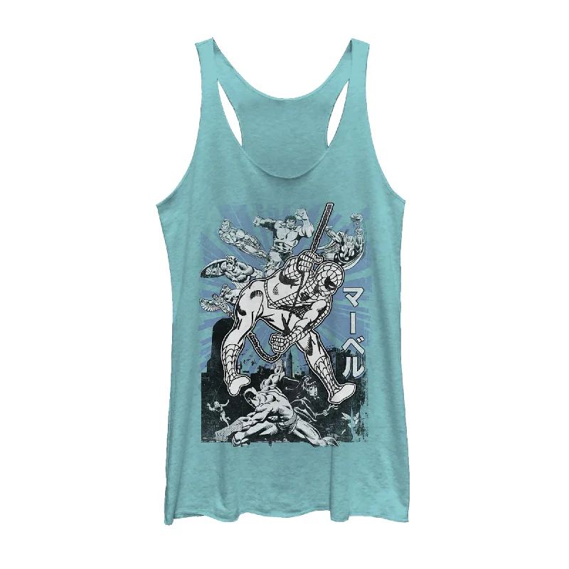 Women's Marvel Spider-Man Kanji Scene Racerback Tank Top boho tank top