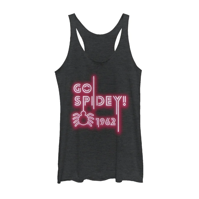 Women's Marvel Spider-Man Neon Light Logo Racerback Tank Top sage tank top