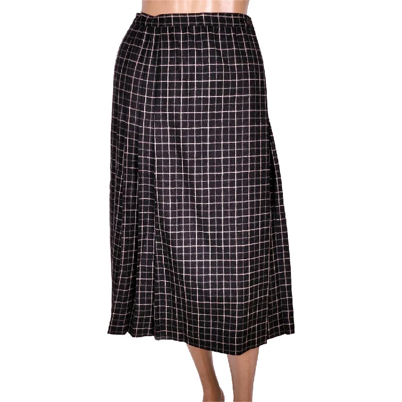 Vintage Yves Saint Laurent Paris Wool Kilt Style Wrap Skirt Black w Check Size S denim skirt durable
