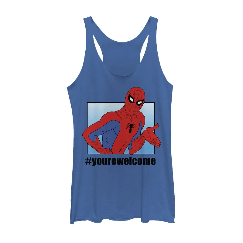 Women's Marvel Spider-Man #yourewelcome Racerback Tank Top scoop neck tank