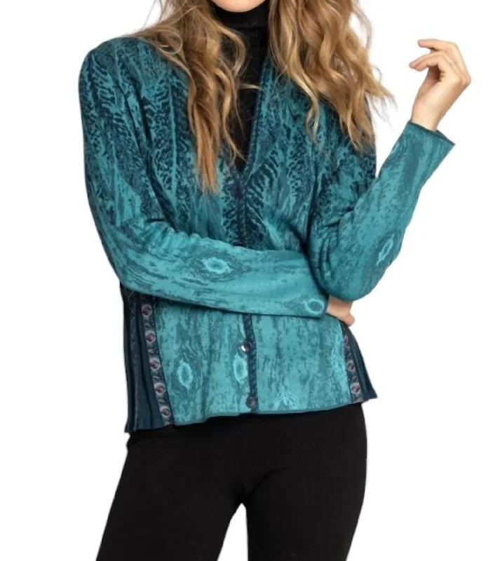 Palladian Jacket In Petrol Ribbed Jacket Pleated Jacket Ruffled Jacket