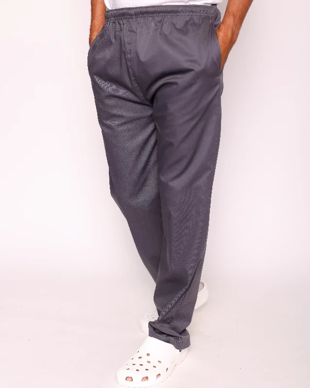Howser Casey Unisex Smart Scrub Trousers - Storm Grey Trousers Leather Faux