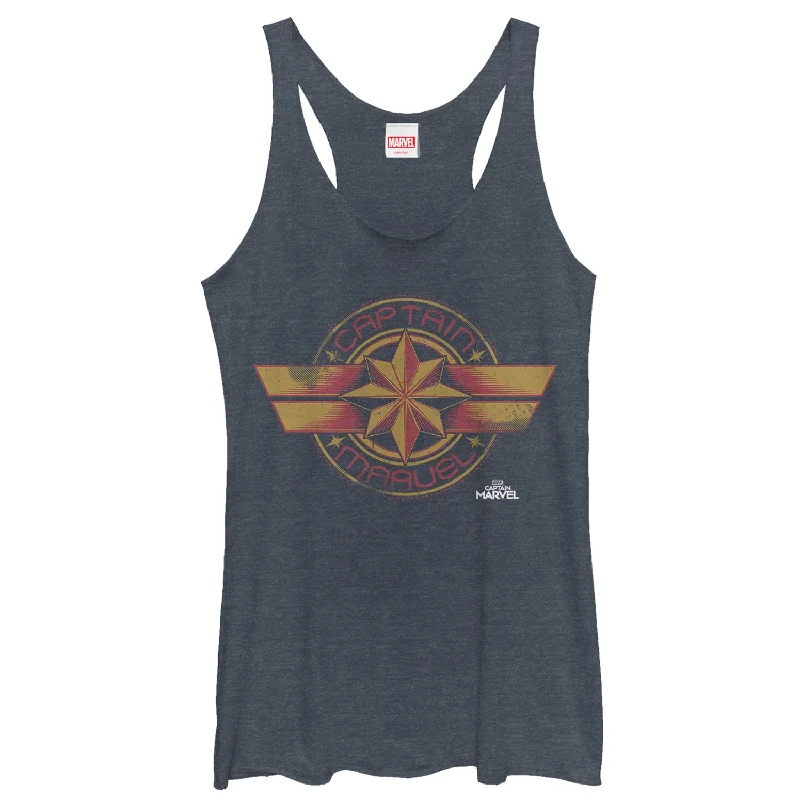 Women's Marvel Captain Marvel Retro Star Emblem Racerback Tank Top high neck tank