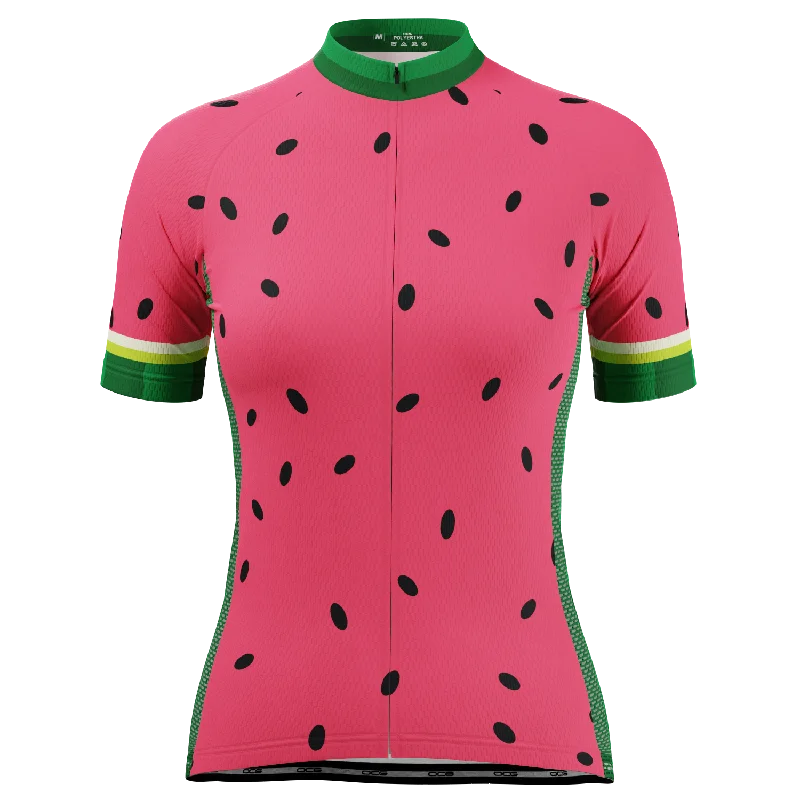 Women's Watermelon Fruit Short Sleeve Cycling Jersey Pure White Jersey Tee