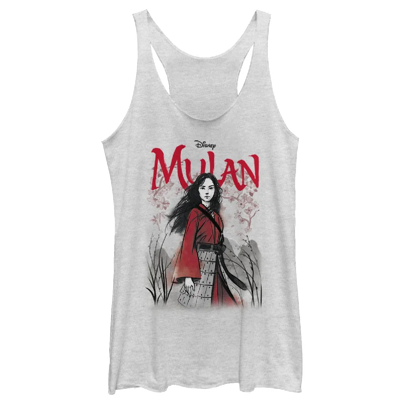 Women's Mulan Blossom Pose Racerback Tank Top navy tank top