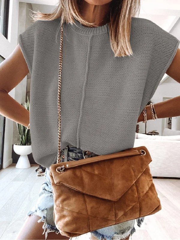 Cap Sleeve Sweater Vest Boxy Sweater Fitted Sweater A-Line