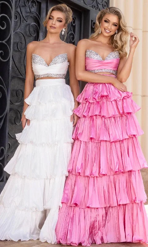 Portia and Scarlett PS25164 - Strapless Tiered Skirt Prom Gown corduroy skirt comfortable