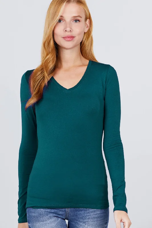 Cotton Jersey V-neck Top Lavender Jersey Tee