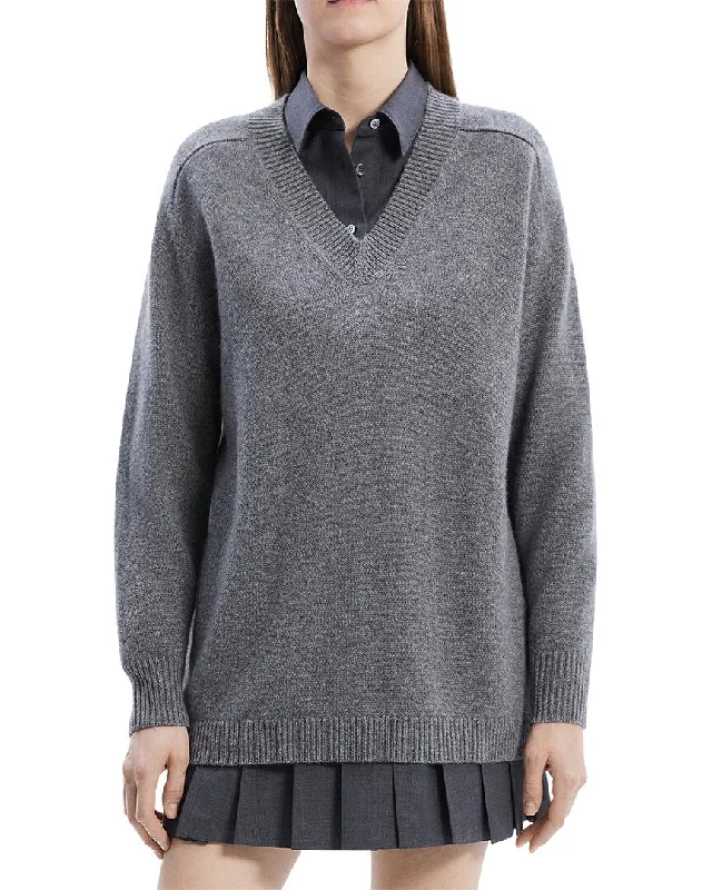 Theory Karenia Wool &Cashmere-Blend V-Neck Sweater Rayon Fabric Velvet Fabric Corduroy Fabric