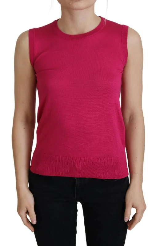 Dolce & Gabbana Chic Pink Silk Sleeveless Tank Top Women's Vest black tank top