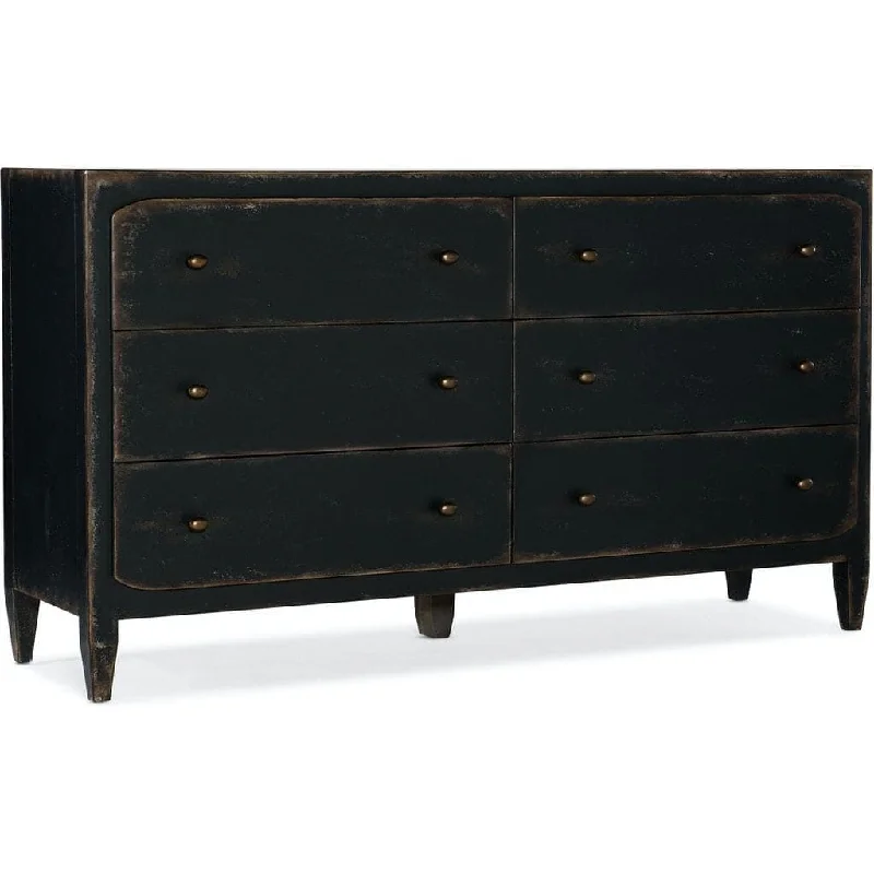 Ciao Bella Six-Drawer Dresser- Black Turtleneck Neckline Stylish