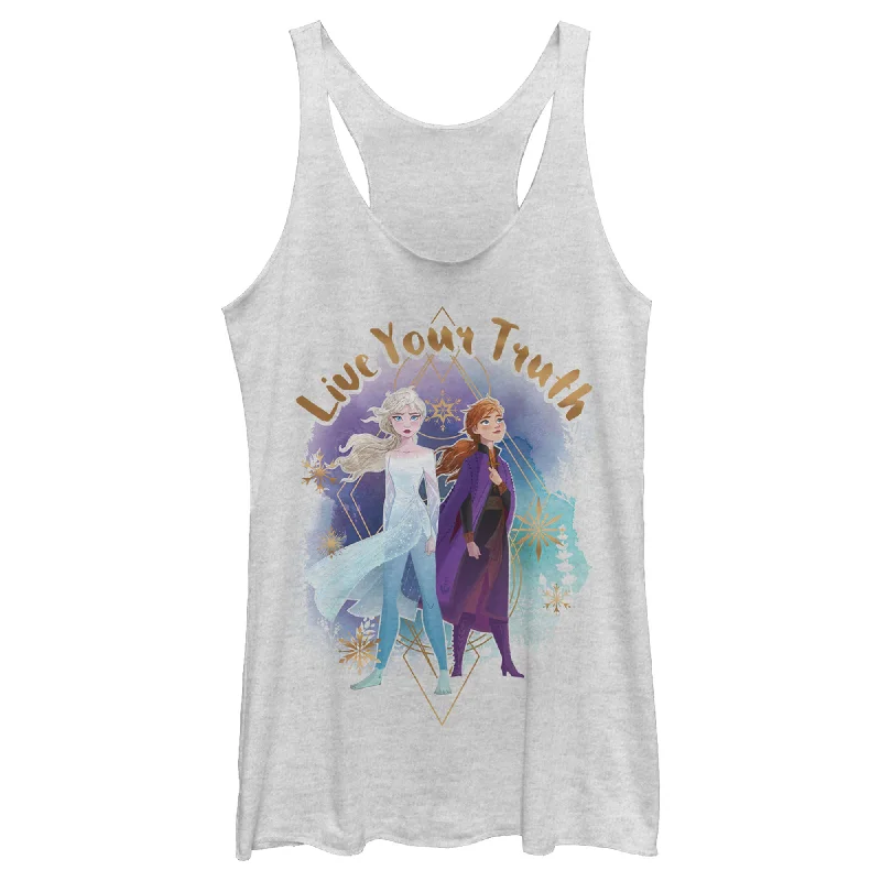 Women's Frozen 2 Elsa Anna Live Your Truth Geometric Portrait Racerback Tank Top lounge tank top Women's Frozen 2 Elsa Anna Live Your Truth Geometric Portrait Racerback Tank Top lounge tank top