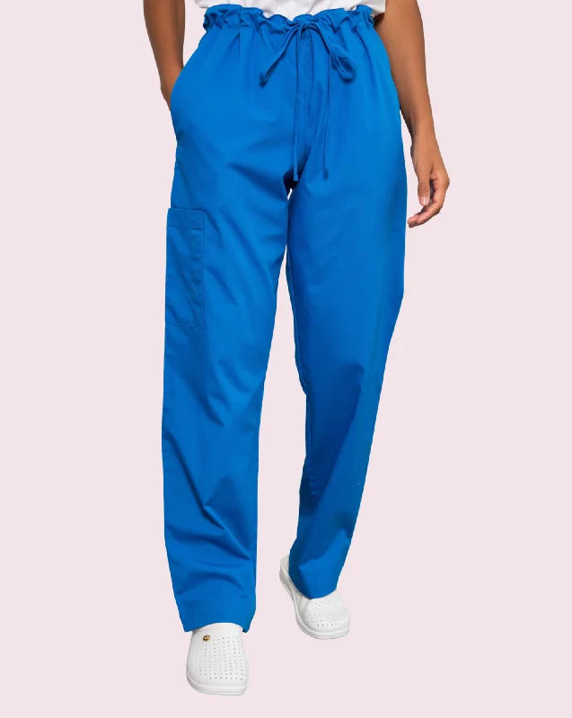 Newbury Unisex Drawstring Scrub Trousers - Royal Blue Trousers Print Floral