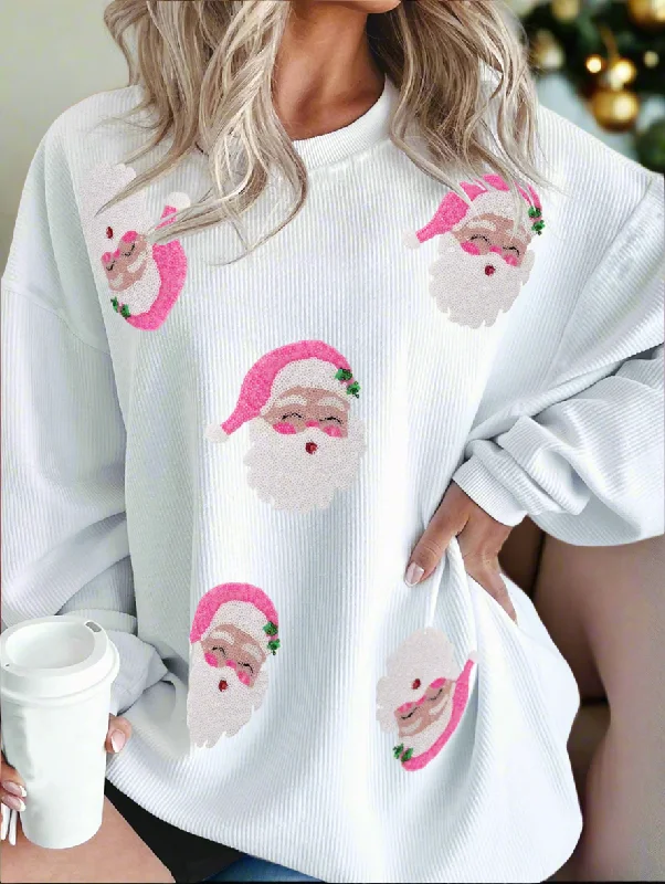 Tickled Pink Ribbed Christmas Sweater Cotton Fabric Linen Fabric Terry Fabric
