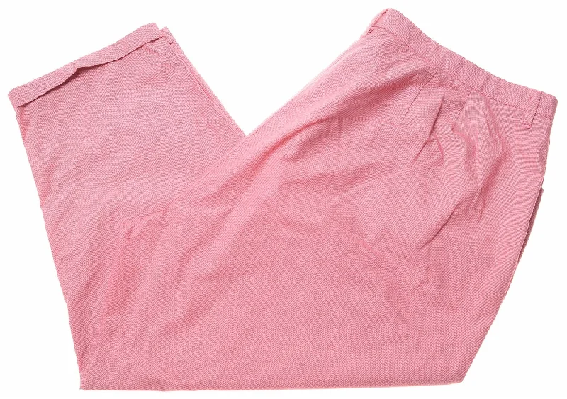 RALPH LAUREN Womens Capri Trousers W44 L24 Pink Houndstooth Cotton Trousers Ceremony Elegant