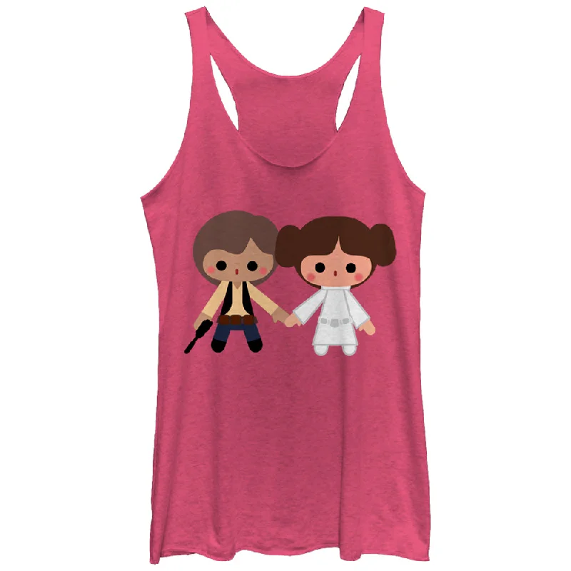 Women's Star Wars Cute Cartoon Han Leia Love Racerback Tank Top solid color tank