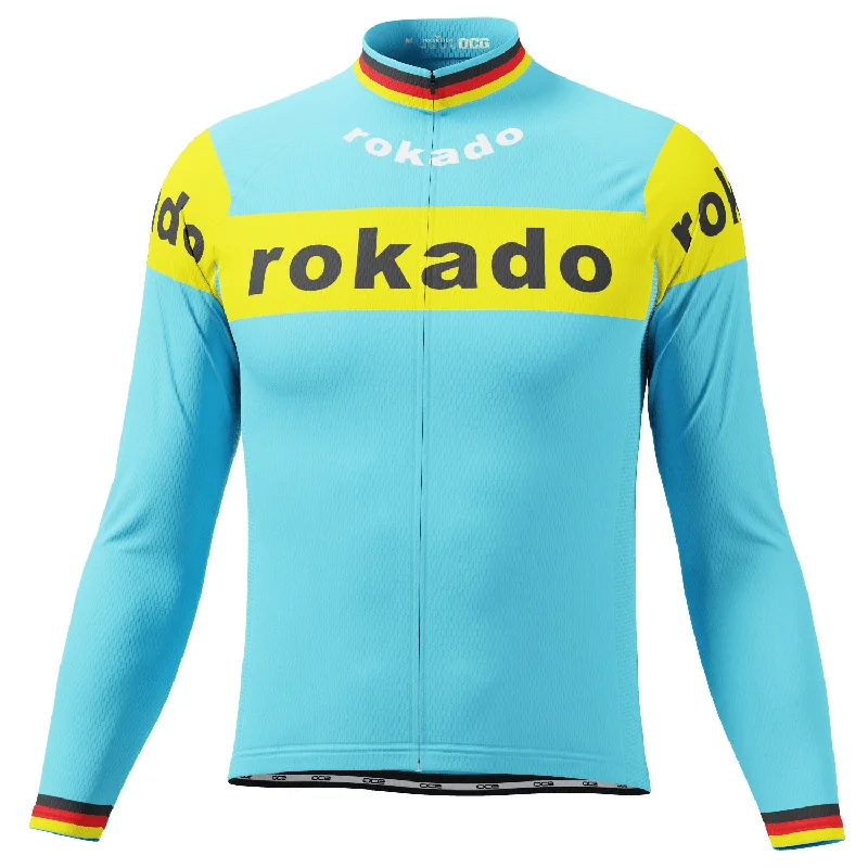 Men's Retro 1973 Team Rokado German Long Sleeve Cycling Jersey Holiday Jersey Tee