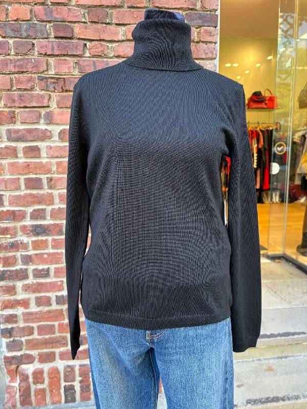 KATE HILL NWT Wool Turtle Neck Sweater/S Houndstooth Herringbone Solid
