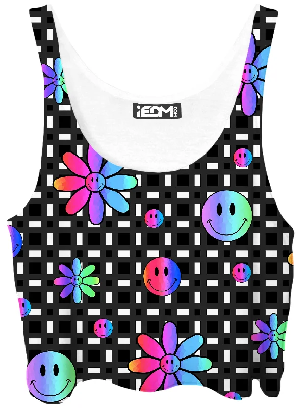 Smiles All Around Crop Top Front Pockets Side Pockets Patch Pockets