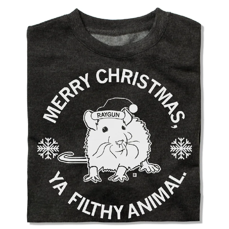 Merry Christmas Ya Filthy Animal Clark Crew Sweatshirt Cotton Hoodie Fleece Lining Warmth