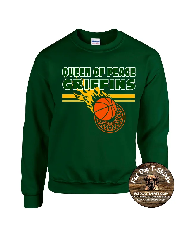 QUEEN OF PEACE-BASKETBALL  CREW SWEATSHIRT-NEW 2024 Hoodie with Sequins Glamorous Eye-catching