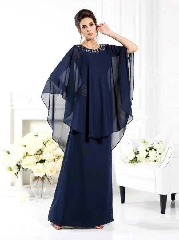 Navy Blue Mother Of The Bride Dresses A-line Floor Length Chiffon Beaded Plus Size Long Elegant Groom Mother Dresses Wedding Navy Blue Mother Of The Bride Dresses A-line Floor Length Chiffon Beaded Plus Size Long Elegant Groom Mother Dresses Wedding