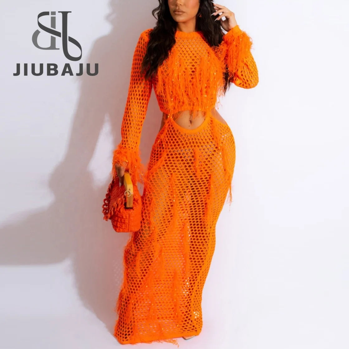 2024 New Spring Tassel Design Full Sleeve Hollow Out  Sexy Party Women Dress Night Dresses For Women