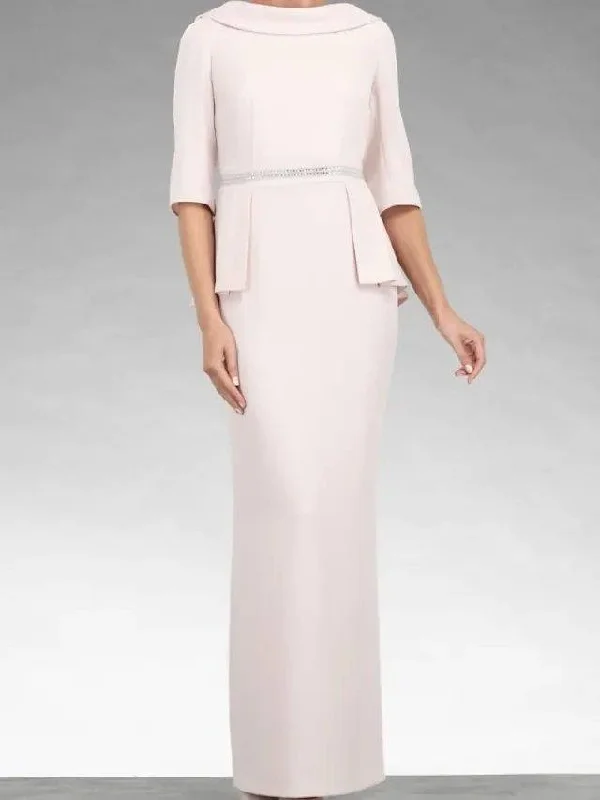 Sheath / Column Mother of the Bride Dress Elegant Cowl Neck Floor Length Stretch Satin Half Sleeve with Beading Sheath / Column Mother of the Bride Dress Elegant Cowl Neck Floor Length Stretch Satin Half Sleeve with Beading