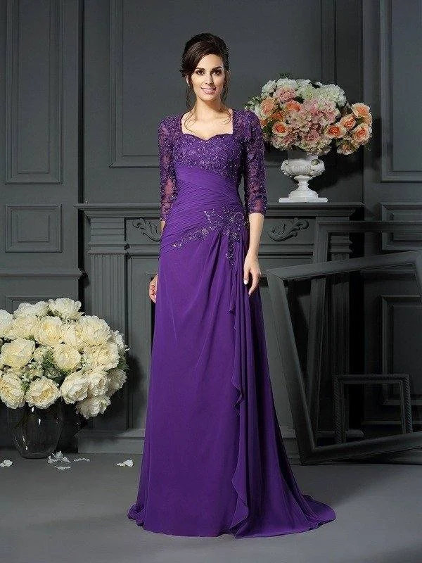 A-Line/Princess Sweetheart Applique 1/2 Sleeves Long Chiffon Mother of the Bride Dresses A-Line/Princess Sweetheart Applique 1/2 Sleeves Long Chiffon Mother of the Bride Dresses