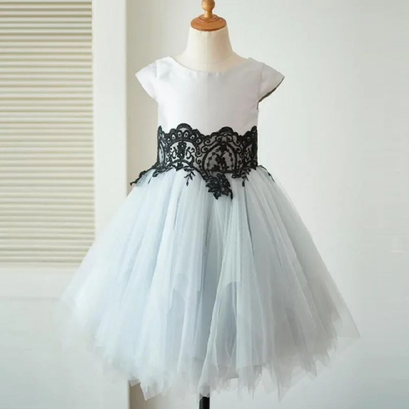 Cap Sleeves Tulle With Lace Lovely Beautiful Cheap Short Wedding Flower Girl Dresses, FG0093 Cap Sleeves Tulle With Lace Lovely Beautiful Cheap Short Wedding Flower Girl Dresses, FG0093