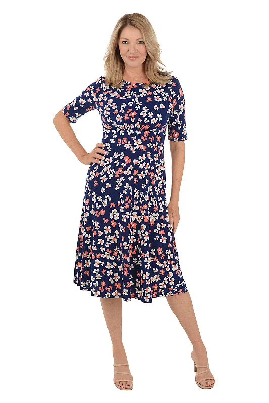 Floral Elbow Sleeve Tea Dress