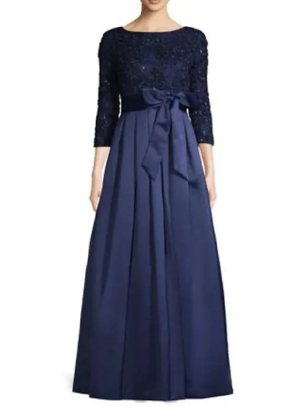 A-Line Mother of the Bride Dress Elegant Jewel Neck Floor Length Polyester 3/4 Length Sleeve with Ruching A-Line Mother of the Bride Dress Elegant Jewel Neck Floor Length Polyester 3/4 Length Sleeve with Ruching