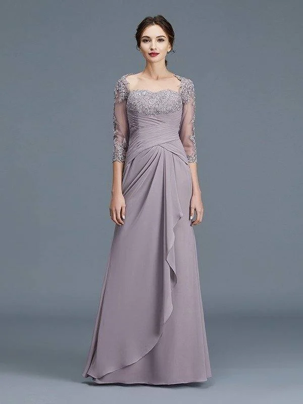 Sheath/Column 3/4 Sleeves Sweetheart Ruffles Chiffon Floor-Length Mother of the Bride Dresses Sheath/Column 3/4 Sleeves Sweetheart Ruffles Chiffon Floor-Length Mother of the Bride Dresses