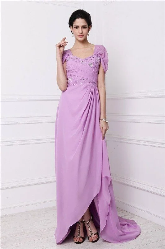 Sheath/Column Square Short Sleeves Beading Embroidery Long Chiffon Mother of the Bride Dresses Sheath/Column Square Short Sleeves Beading Embroidery Long Chiffon Mother of the Bride Dresses