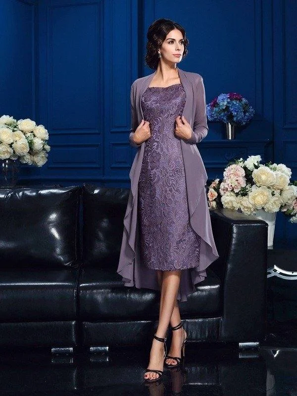 Sheath/Column Straps Sleeveless Tea-Length Chiffon Mother of the Bride Dresses