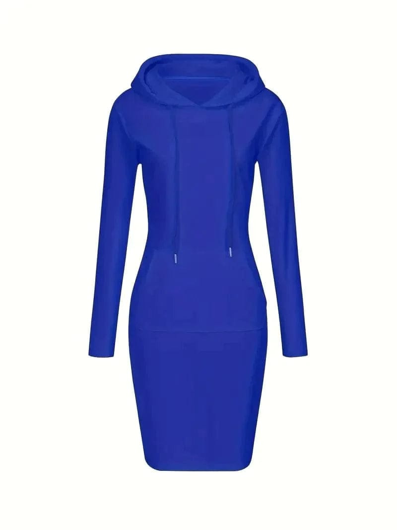 Sporty Hooded Dress with Pockets
