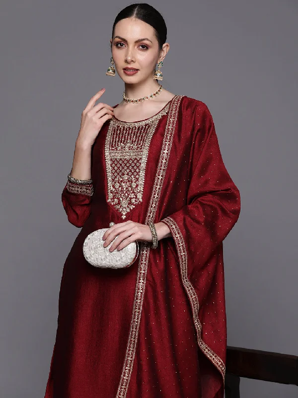 Women's Kurta With Trousers & Dupatta - Indo Era Trousers Fleece Cozy