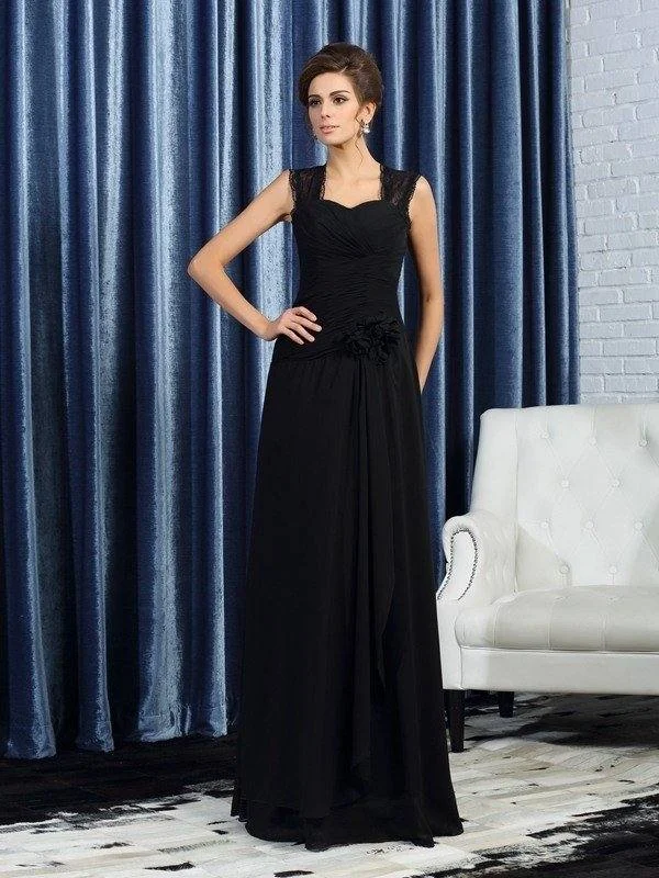 A-Line/Princess Straps Hand-Made Flower Sleeveless Long Chiffon Mother of the Bride Dresses A-Line/Princess Straps Hand-Made Flower Sleeveless Long Chiffon Mother of the Bride Dresses