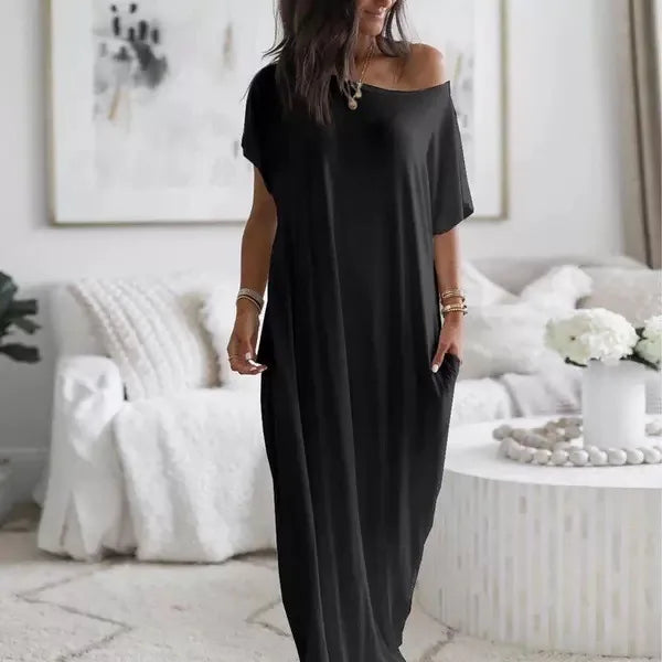 One Shoulder Bat Sleeve Casual Dress