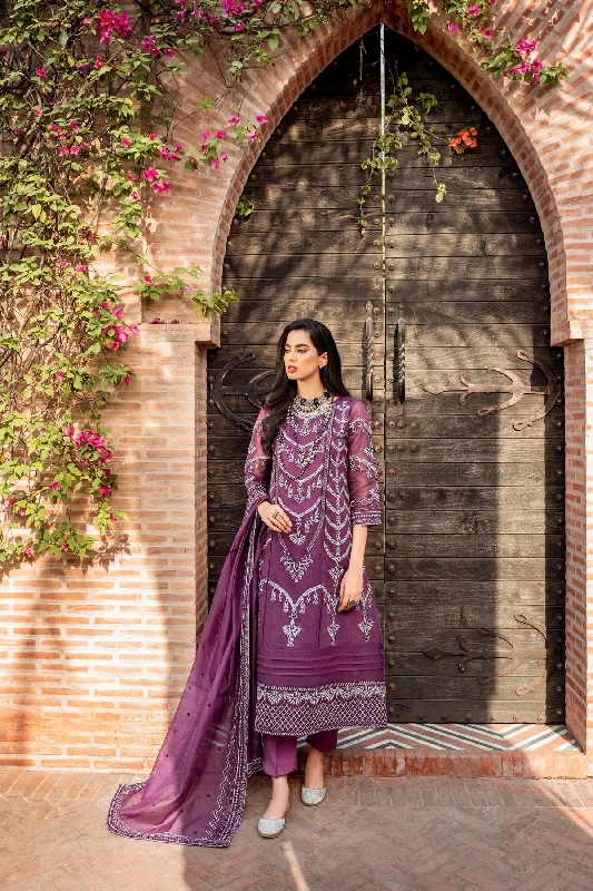 Pakistani Purple Dress in Gown Trouser Style for Eid Trousers Fleece Cozy