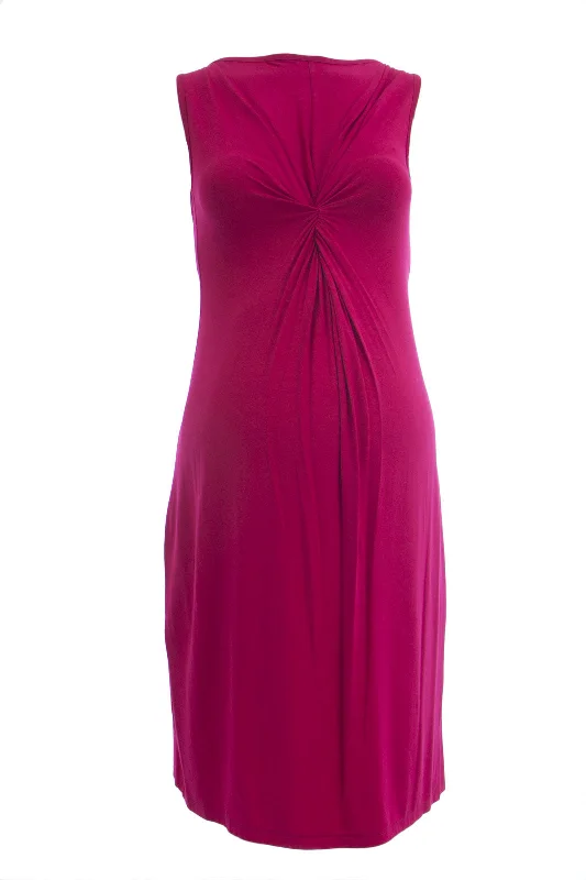 OLIAN Maternity Women's Red Front Twist Accent Boat Neck Dress S $125 NWT